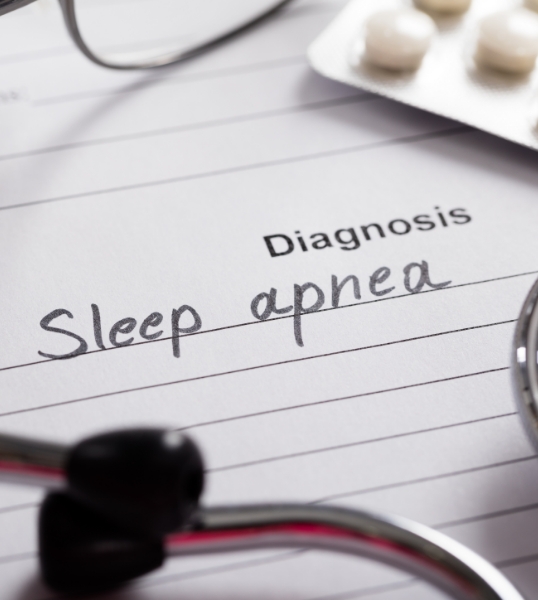Form with the words sleep apnea written under section called diagnosis